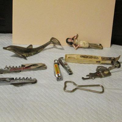 Mixed Lot Of Bottle, Wine & Can Openers - Dolphin & Bell Nail Clippers & Bonny