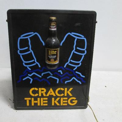 Miller Lite Crack The Keg Lighted Beer Sign