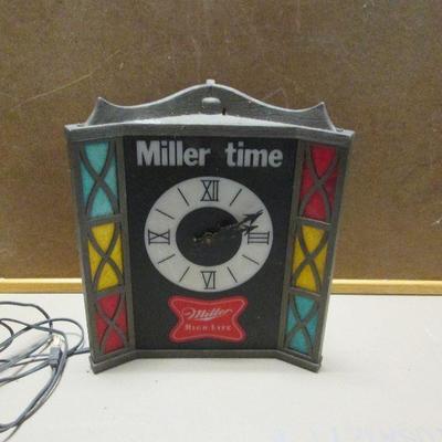 Miller High Life Beer Clock Stained Glass Look 