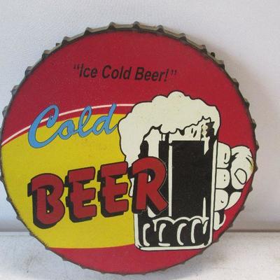 Ice Cold Beer! Bottle Cap Sign