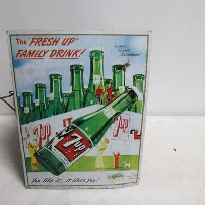 7Up Fresh Up Metal Sign Family Drink Advertising 
