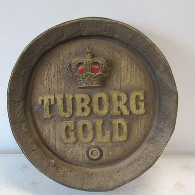 Tuborg Gold Beer Barrel  Bar Sign with 3D Crown