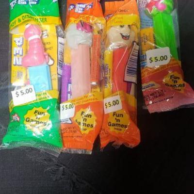 Pez Collectibles 4 pc set Worm, Mummy, Smiley and watermelon
