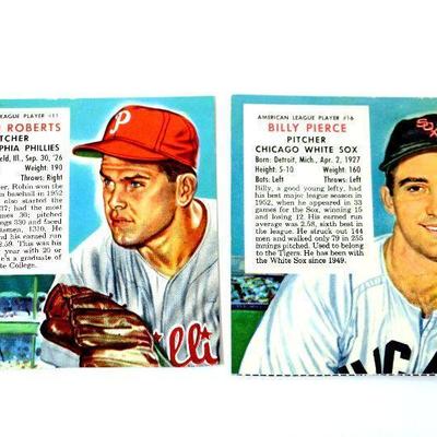 1953 Red Man Tobacco Baseball Cards Robin Roberts #11 Billy Pierce #16 HOF