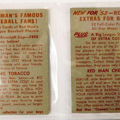 1953 Red Man Tobacco Baseball Cards #12 Gene Woodling #8 Sal Maglie