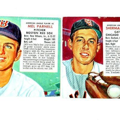 1954 Red Man Tobacco Baseball Cards Mel Parnell #8 Sherman Lollar #5