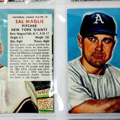 1953 Red Man Tobacco Baseball Cards #8 Sal Maglie #11 Eddie Robinson