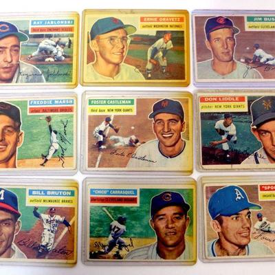 1956 Topps Baseball Cards Lot of 9 - 302