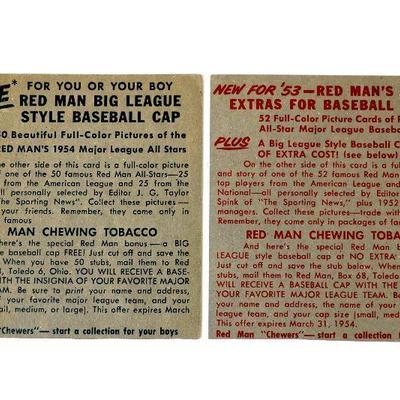 1952/53 Red Man Tobacco Baseball Cards Monte Irvin #5 Al Schoendienst #12 HOF