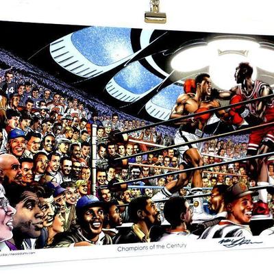 Michael Jordan vs Muhammad Ali Original Comic Art Print Signed Neal Adams