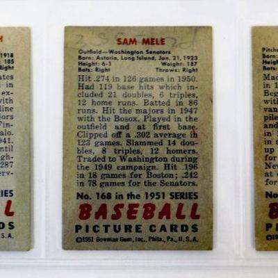 1951 BOWMAN Baseball Cards Lot of 3 - 201