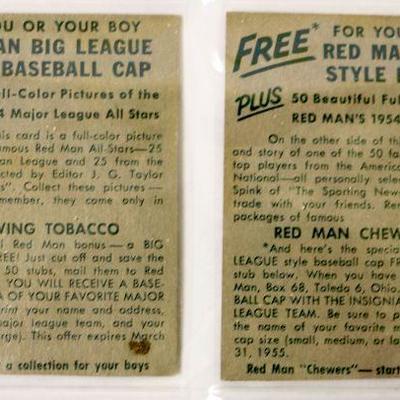 1954 Red Man Tobacco Baseball Cards #5 Sherman Lollar #5 Monte Irvin