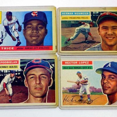 1955-1956 Topps Baseball Cards Lot of 4 - 301