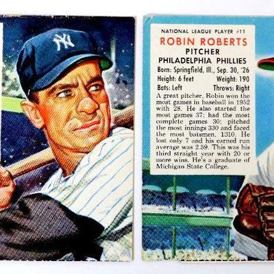 1953 Red Man Tobacco Baseball Cards #2 Hank Bauer #11 Robin Roberts