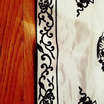 Vintage 1940's two silk satin Chinese hand embroidered wide pants tie ribbon