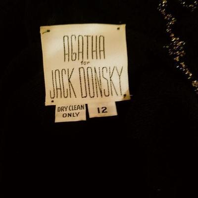 Vtg 1960 Agatha for Jack Donsky Santana knit skirt ensemble gold lame' trim 