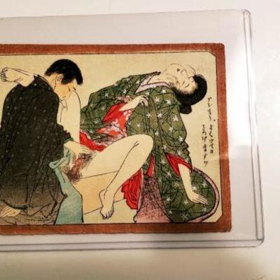 Antique Original Japanese Shunga Erotic woodblock print Act