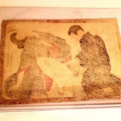 Antique Original Japanese Shunga Erotic woodblock print Act