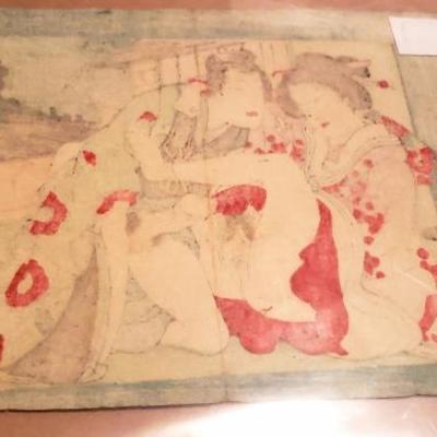 Antique Original Engawa 2 Japanese Shunga Erotic Print