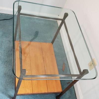 Beveled Glass & Wrought Iron End Table