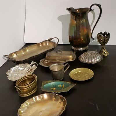 Vintage Lot of 12 Pieces of Brass & Silver-plate