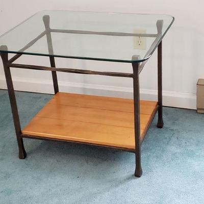 Beveled Glass & Wrought Iron End Table