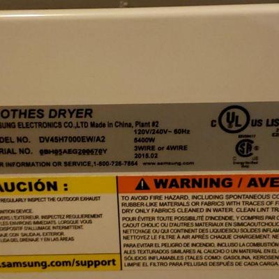 Samsung HE Moisture Sensor Electric Clothes Dryer