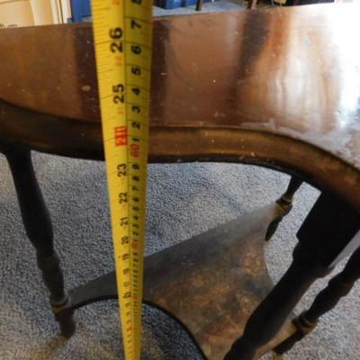 Antique Walnut Half Table with Shelf Stretcher 24