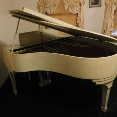 Emerson-Boston Weber Mid-Century Baby Grand Piano White Lacquer #121230