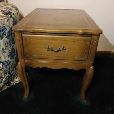 Two of Two Solid Wood Pecan Side Table with Inlay Top 25