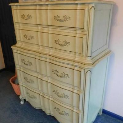 French Provincial Solid Wood Two Over Three Highboy by Toulon 42