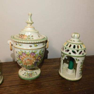 Ceramic Lantern and Urn Set