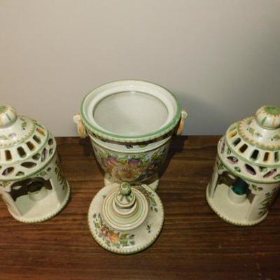 Ceramic Lantern and Urn Set