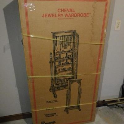 New In Box Cheval Jewelry Wardrobe with Mirrored Door