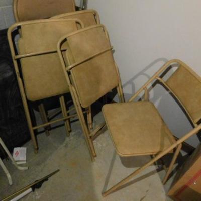 Set of Four Vintage Metal Frame and Padded Seat Fold Chairs