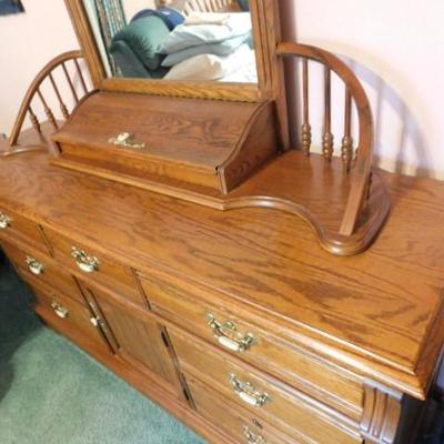 Solid Wood Oak Seven Drawer Dresser with Mirror by Lexington 64
