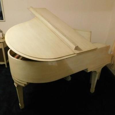 Emerson-Boston Weber Mid-Century Baby Grand Piano White Lacquer #121230