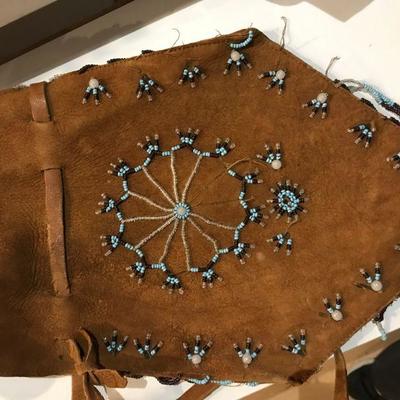Beaded Leather Pouch