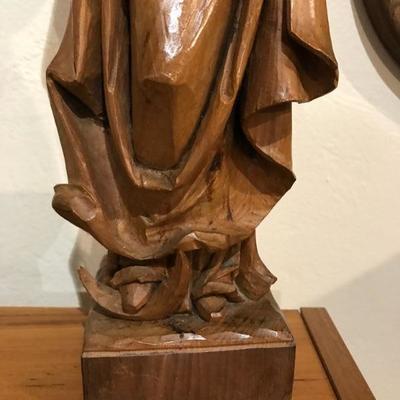 Hand Carved Mother / Baby Wood Statue
