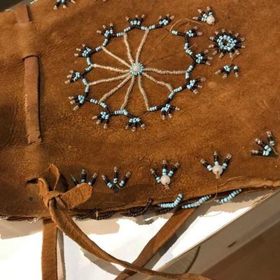 Beaded Leather Pouch
