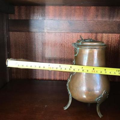 Vintage Brass Copper (?) Coffee Pot with Long Wooden Handle