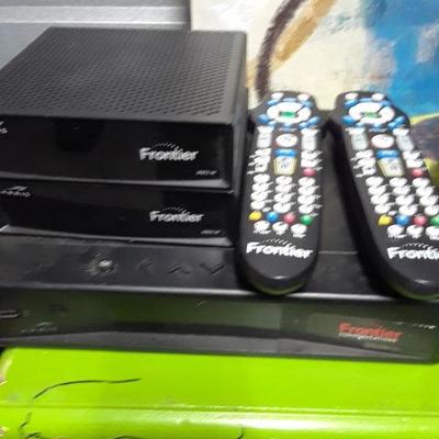 3 FRONTIER TV/INTERNET BOXES WITH 2 REMOTES