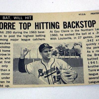 Joe Torre 1964 Topps Giants Baseball Card