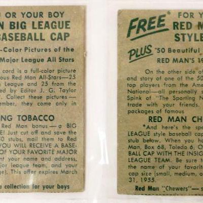 1954 Red Man Tobacco Baseball Cards #5 Monte Irvin #3 Del Crandall