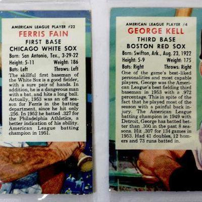 1954 Red Man Tobacco Baseball Cards #22 Ferris Fain #4 George Kell