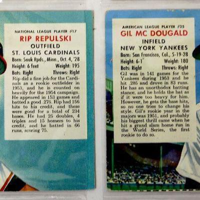 1954 Red Man Tobacco Baseball Cards #17 Rip Repulski #25 Gil MC Dougald