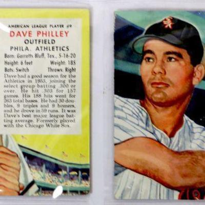 1954 Red Man Tobacco Baseball Cards #9 Dave Philley #22 Ferris Fain