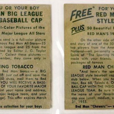 1954 Red Man Tobacco Baseball Cards #14 Sammy White #4 George Kell