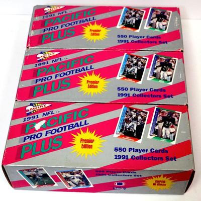 1991 NFL Pacific PRO Football Plus - Lot of 3 Factory Complete Boxes