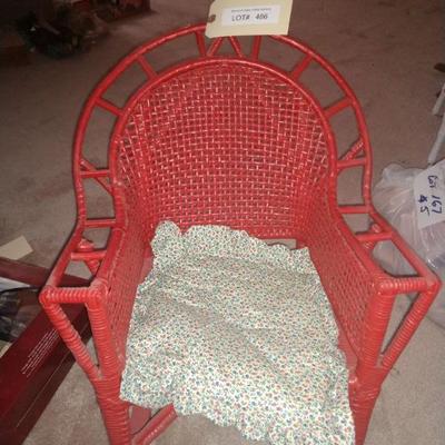 Lot 486 1/6 Scale Red Wicker Chair